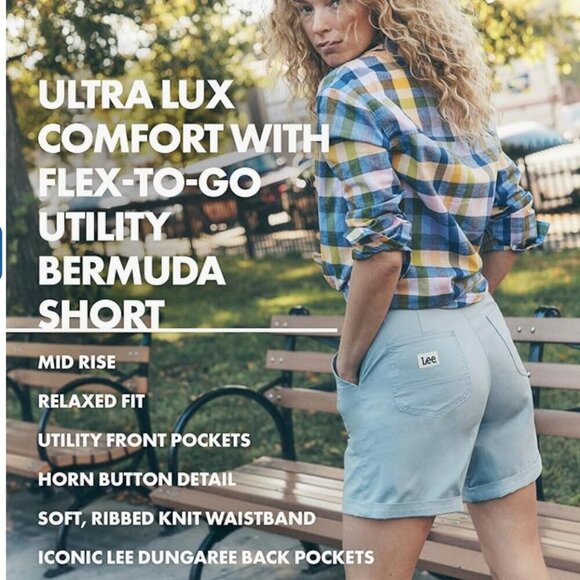NWT Lee womens Ultra Lux Comfort With Flex-to-go Utility Bermuda Short, gray - Picture 5 of 7